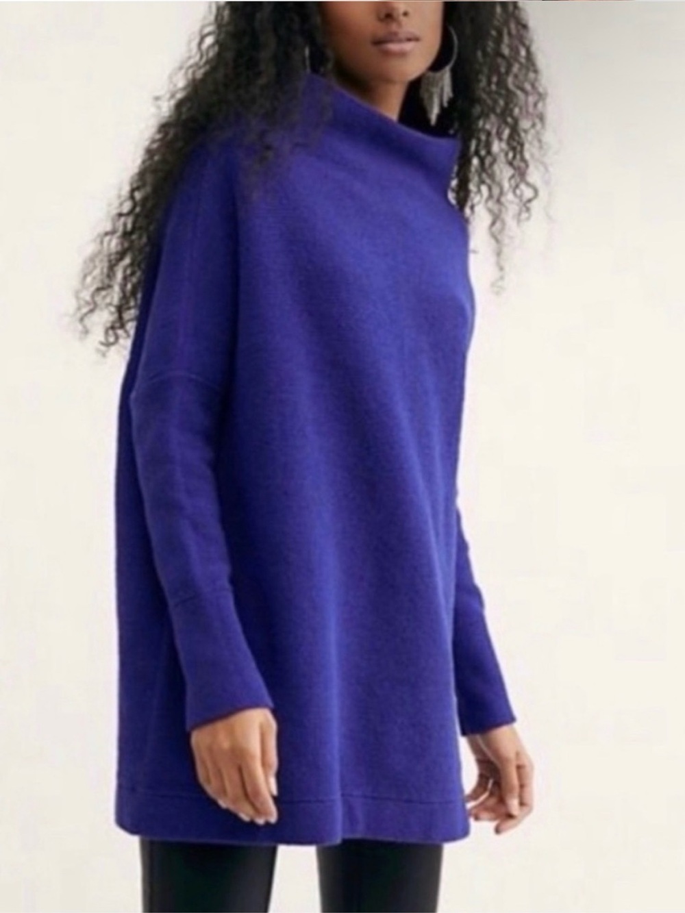 Free People Ottoman Oversized Cowl Neck Sweater in Royal Purple size L